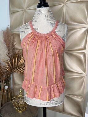 Boho Halter Top ✨ A Piece Apart NY Striped Ruffle Hem Size 4